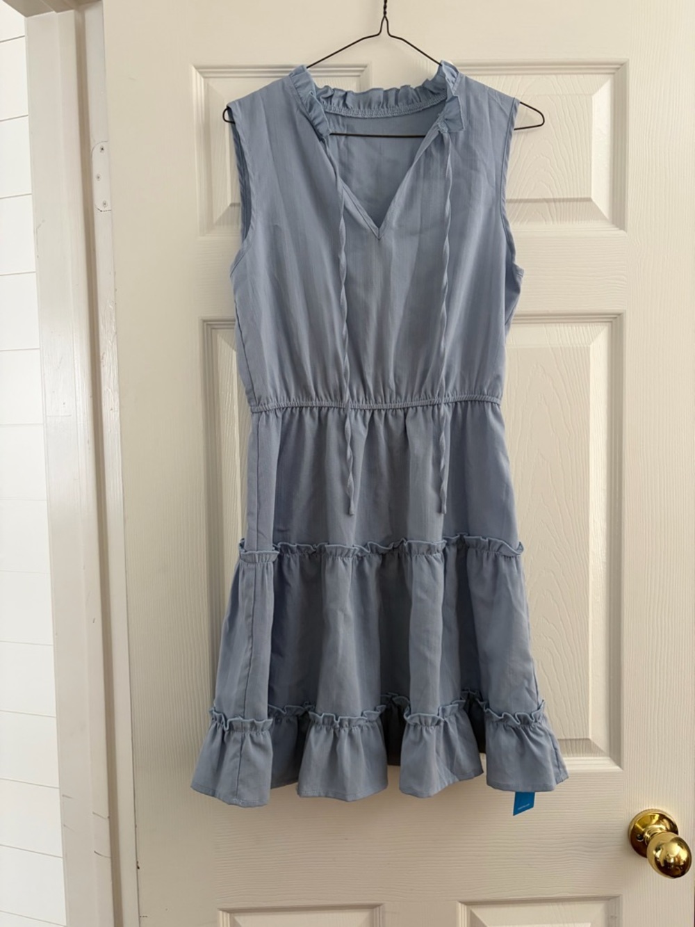 Cupshe Light Blue Sleeveless Tiered Ruffle Mini Dress